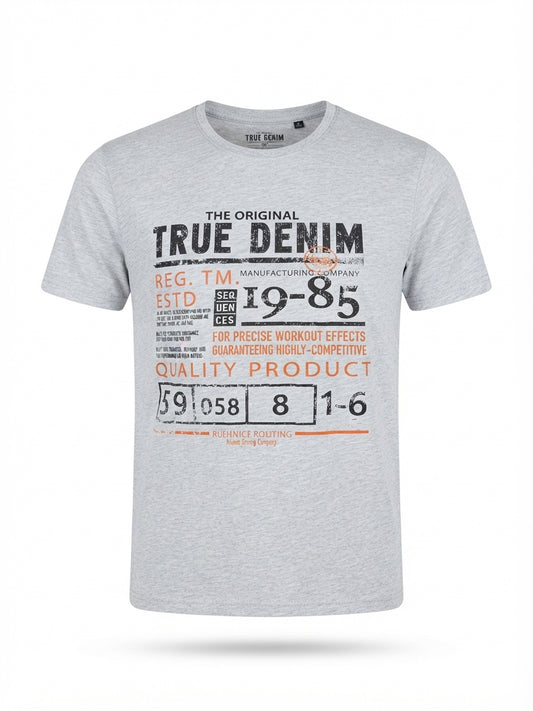 Men's Vintage Graphic Print Crew Neck T-Shirt – Light Grey Heather Casual Tee