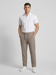 Teddy Smith Linen Blend Striped Trousers