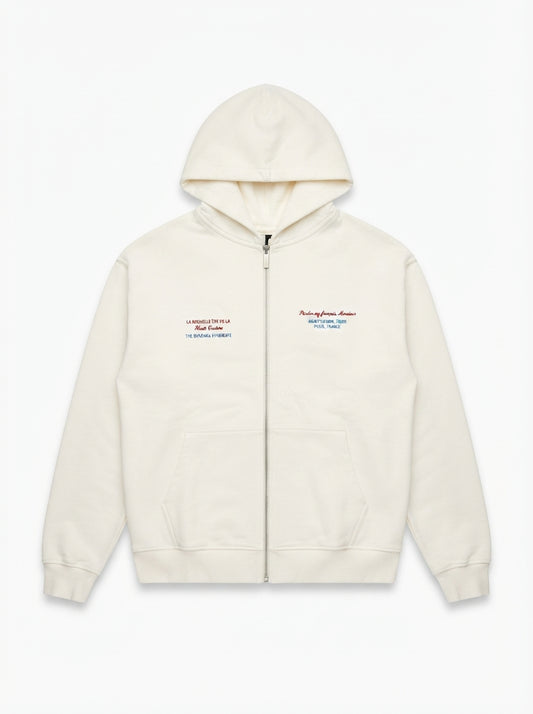 Women's Pardon My Français Off-White Zip-Up Hoodie | Streetwear