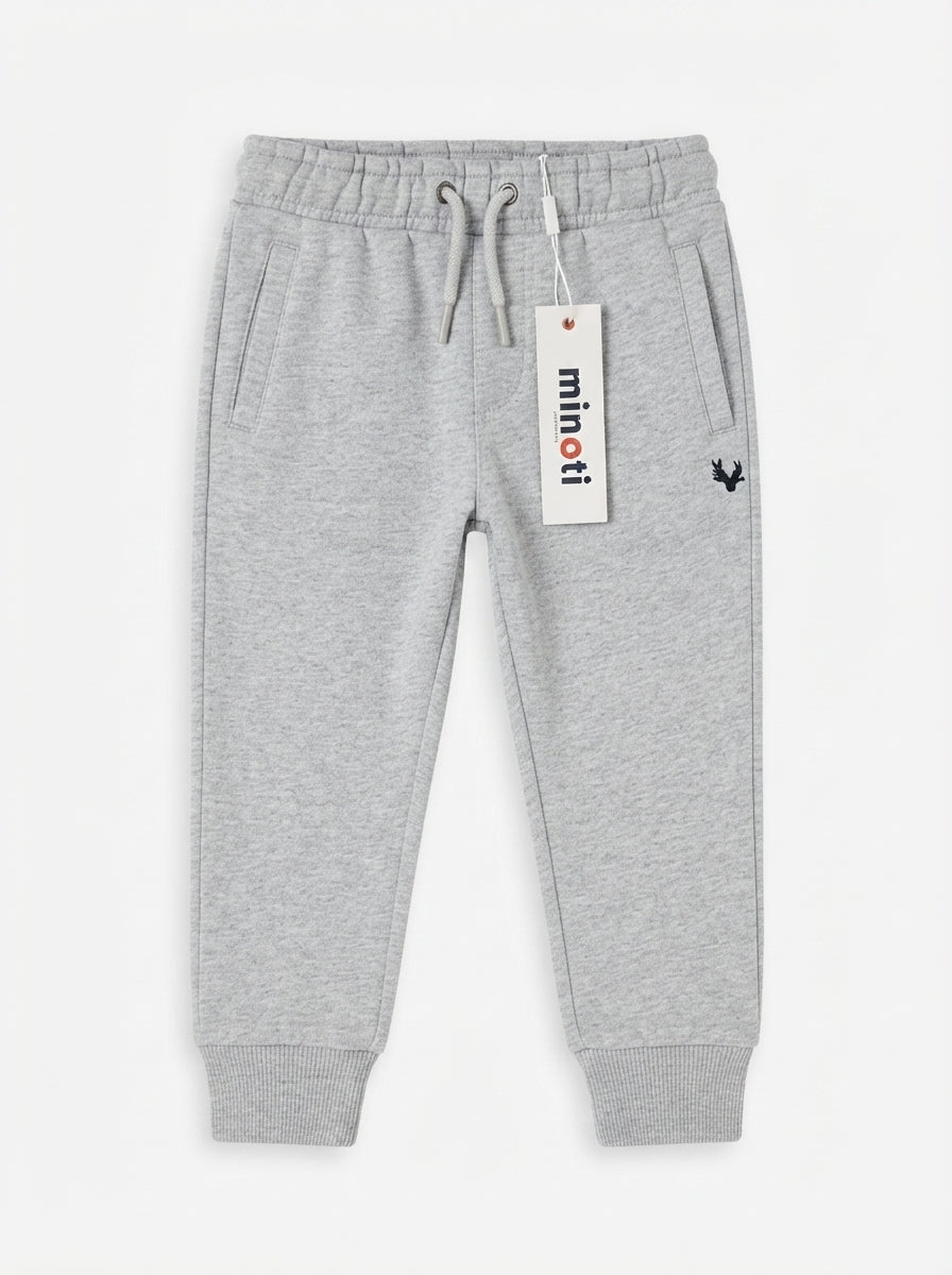 Kids' Light Grey Heather Fleece Joggers with Drawstring