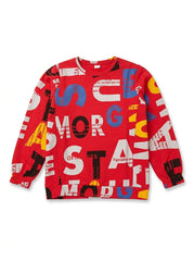 Boys' All-Over Typographic Print Sweatshirt – Bright Red