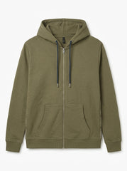 Women’s Taped Side-Seam Zip-Up Hoodie – Olive Green