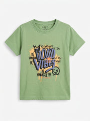 Boys' Sage Green "GOOD VIBES" Graffiti T-Shirt – Next