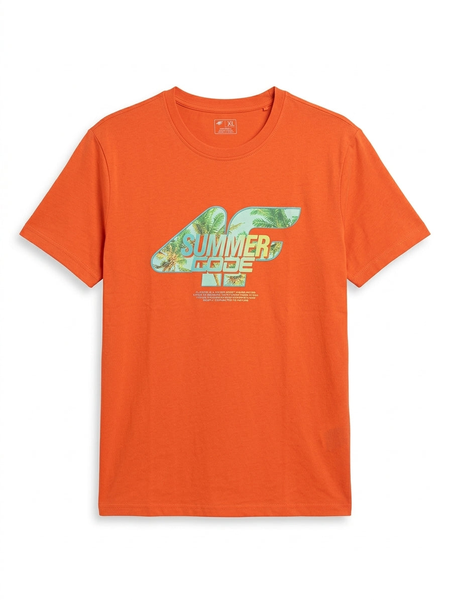 Men's Imported Quality Orange regular print T-shirt - coral