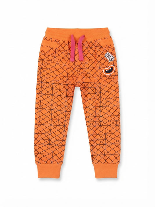 Kids' Fun Geometric Print Joggers – Orange Casual Active Pants