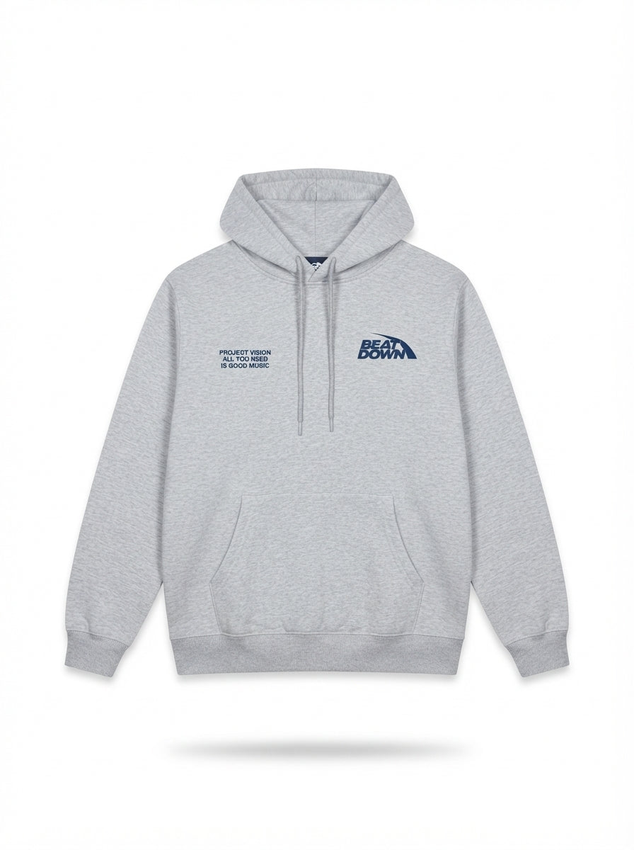 Beat Down Grey Graphic Hoodie | Men's Streetwear Pullover