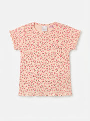 Girls' Floral Print Ribbed T-Shirt