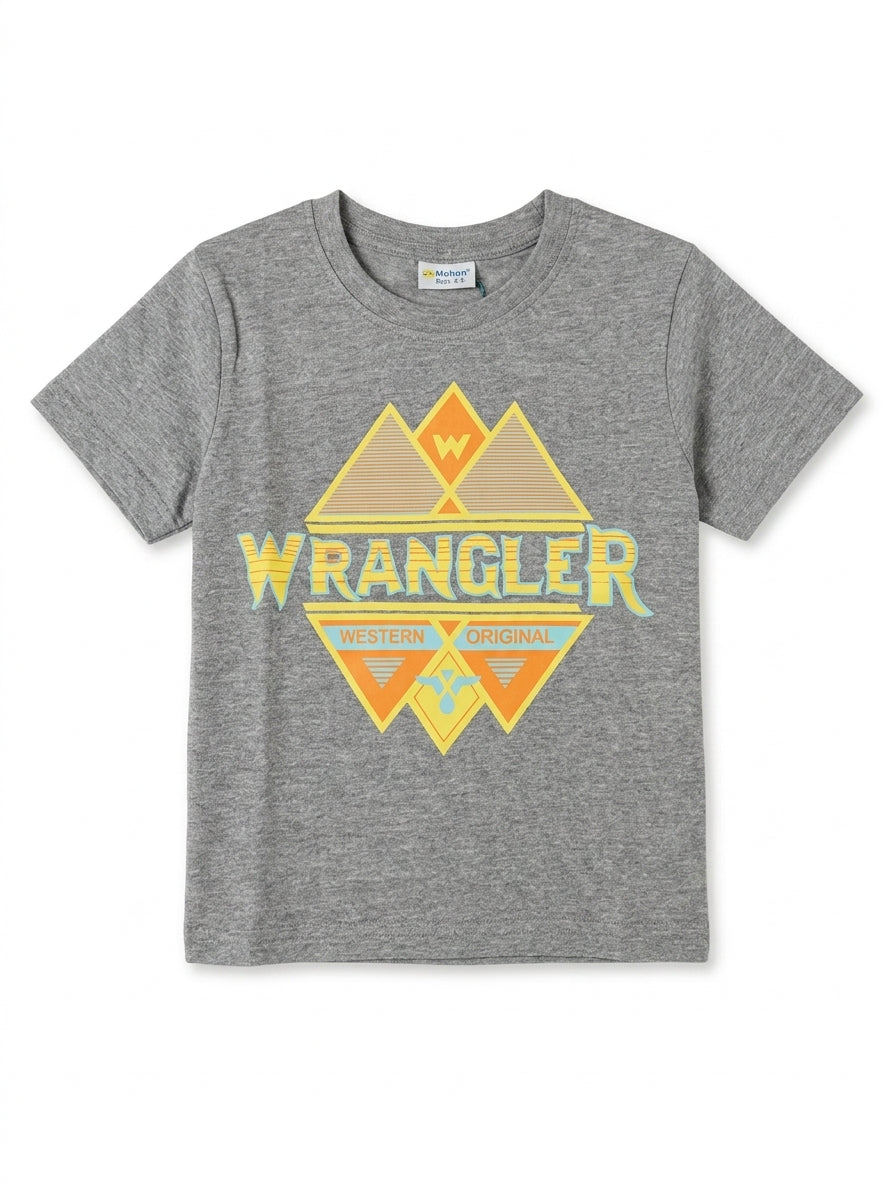 Mohona Boys' Grey Marled "Wrangler" Graphic T-Shirt