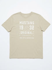 Men's Vintage Graphic Print Crewneck T-Shirt – Neutral Khaki Beige