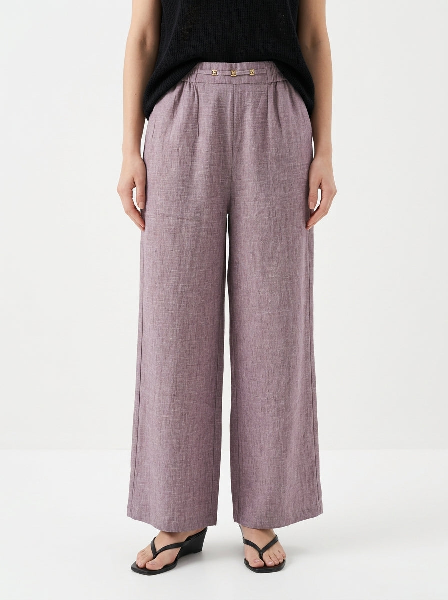 Women Mauve / Dusty Purple Wide-Leg Trousers
