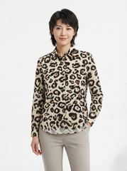 Women's Leopard Print Button-Up Shirt