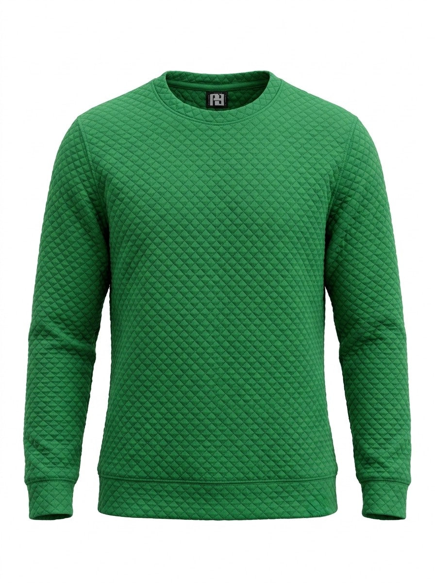 Men Essential Emerald Textured Crewneck