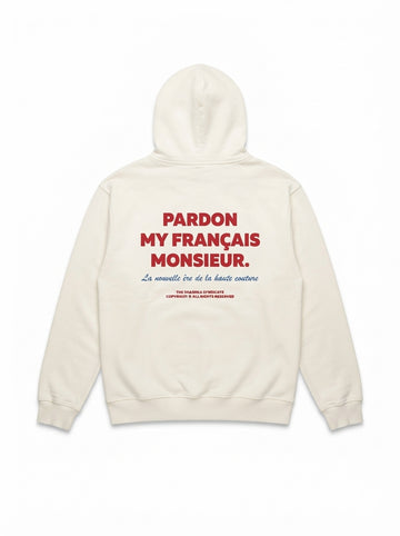 Women's Pardon My Français Off-White Zip-Up Hoodie | Streetwear
