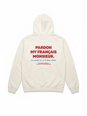 Women's Pardon My Français Off-White Zip-Up Hoodie | Streetwear