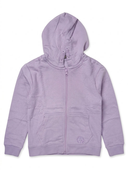 Kids' Zip-Up Fleece Hoodie Soft Lilac Warm Casual Jacket