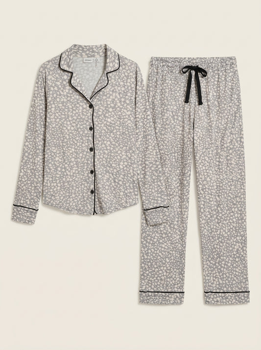 Oysho Monochrome Speckled Soft Cotton Pajama Co-Ord Set