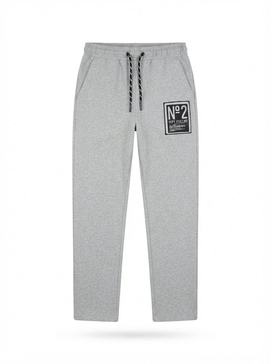 Heather Grey N°2 Patch Open-Hem Joggers | Casual Streetwear Sweatpants