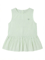 Children's Sleeveless Heart Embroidered Peplum Blouse