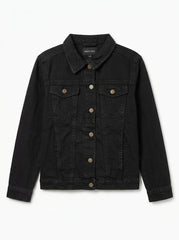 Women Classic Black Denim Jacket