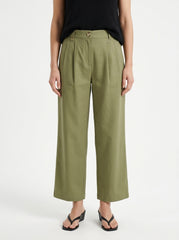 Women Olive Green Tailored Trousers