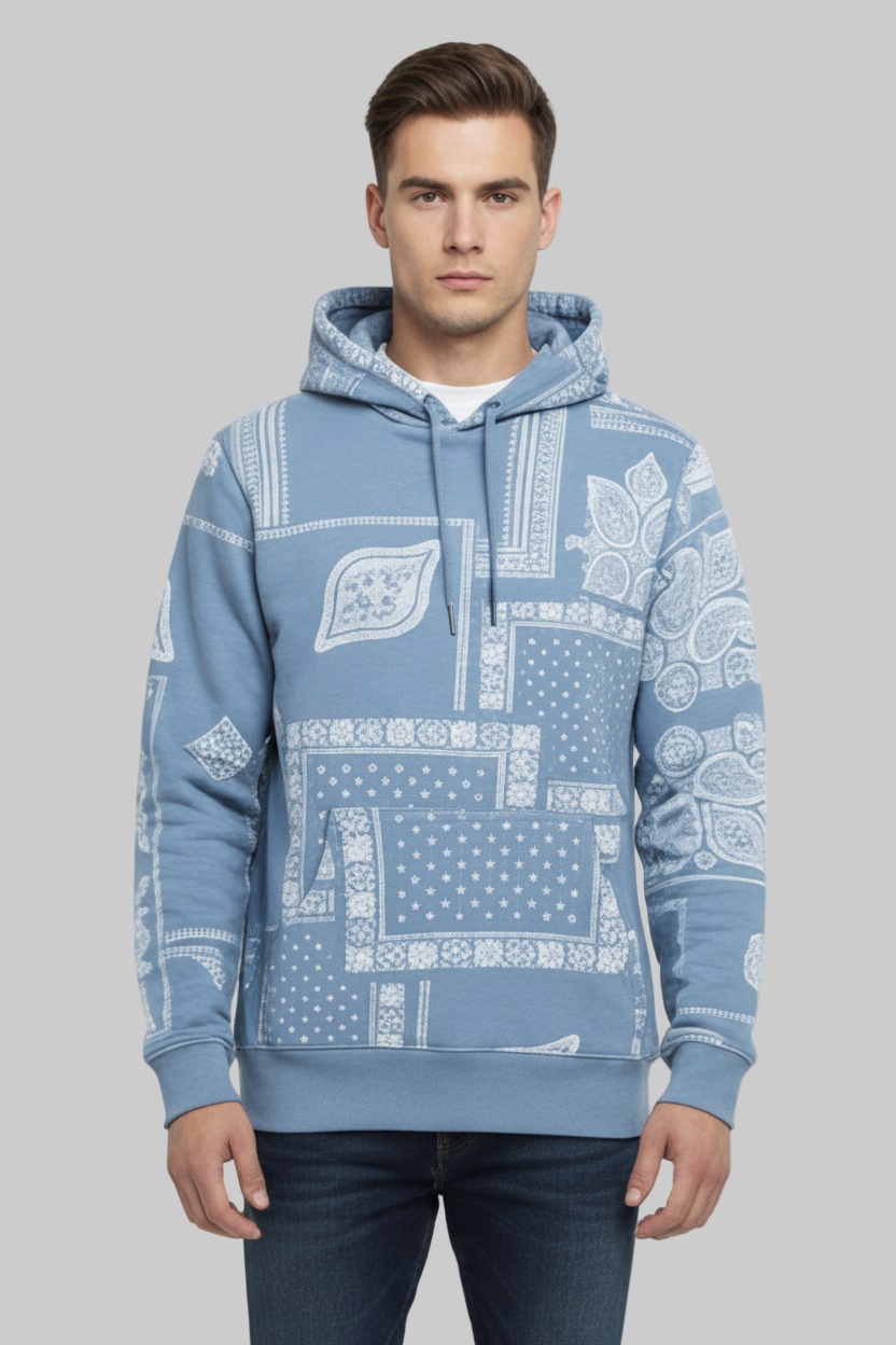 JIBERISH MENS PRINTED PAISLEY HOODIE
