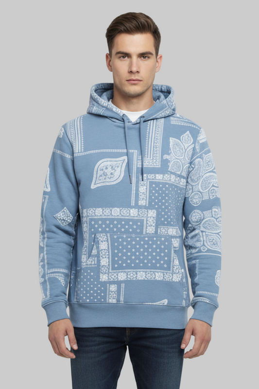 JIBERISH MENS PRINTED PAISLEY HOODIE