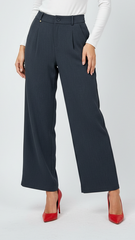 XINYUEHX Womens High Waisted Wide Leg Charcoal Grey Pleated Trousers