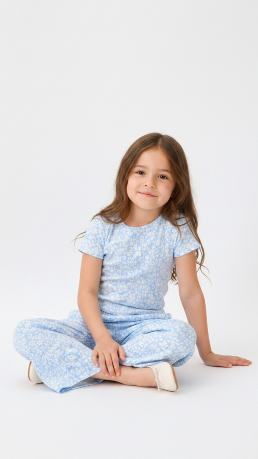 OKAIDI Girls Floral Print Two Piece Set