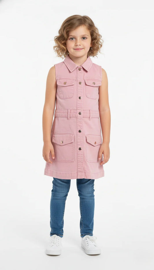 DL 1961 Girls Pink Twill Noelle Dress