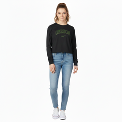 Black Oregon Cropped Long Sleeve Logo T-Shirt
