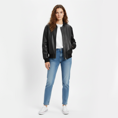 چرمی ہوا باز بائیکر جیکٹ (خواتین)