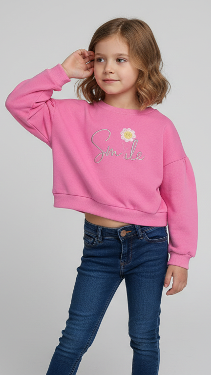 LCW Girls Pink Crop Sweatshirt