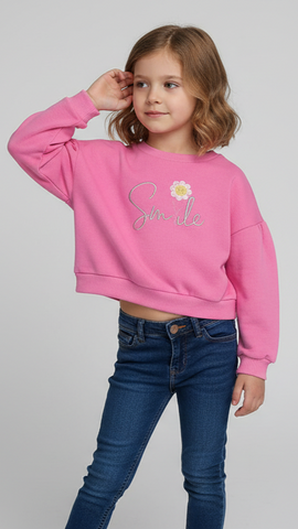 LCW Girls Pink Crop Sweatshirt