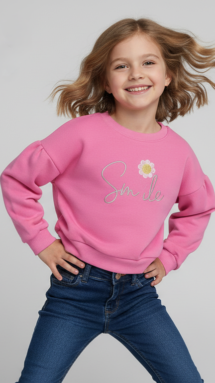 LCW Girls Pink Crop Sweatshirt