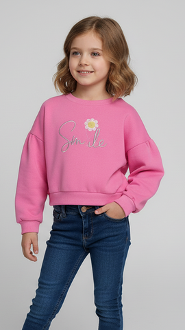 LCW Girls Pink Crop Sweatshirt