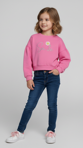LCW Girls Pink Crop Sweatshirt