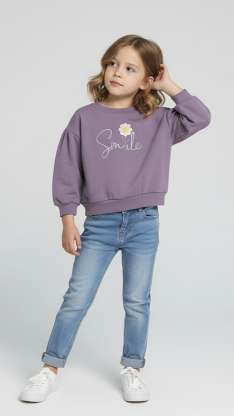 LCW Girls Purple Crop Sweatshirt