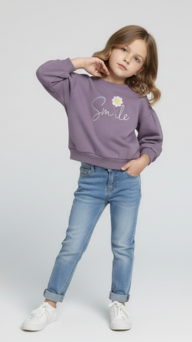 LCW Girls Purple Crop Sweatshirt