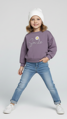 LCW گرلز پرپل کراپ سویٹ شرٹ