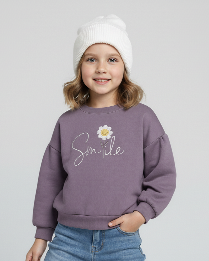 LCW Girls Purple Crop Sweatshirt