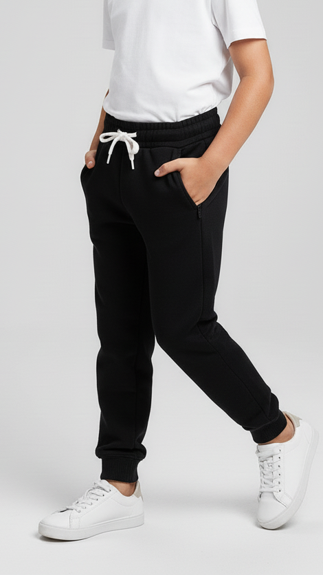 BOYS BLACK TEXTURED TROUSER