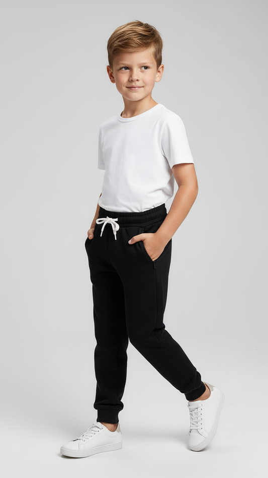 BOYS BLACK TEXTURED TROUSER