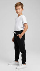 BOYS BLACK TEXTURED TROUSER