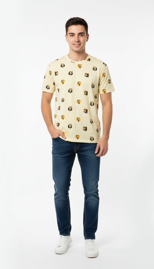 HOUSE CLOTHING BRAND MENS BIRDS PRINTED T SHIRT