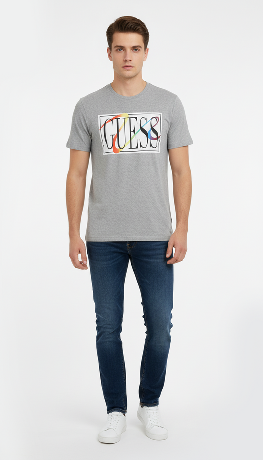 GUESS MENS LOGO PRINTED T-SHIRT
