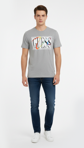 GUESS MENS LOGO PRINTED T-SHIRT