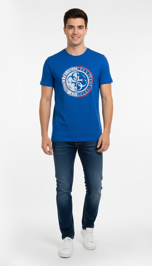 GUESS MENS GOTHIC  LOGO PRINTED T-SHIRT