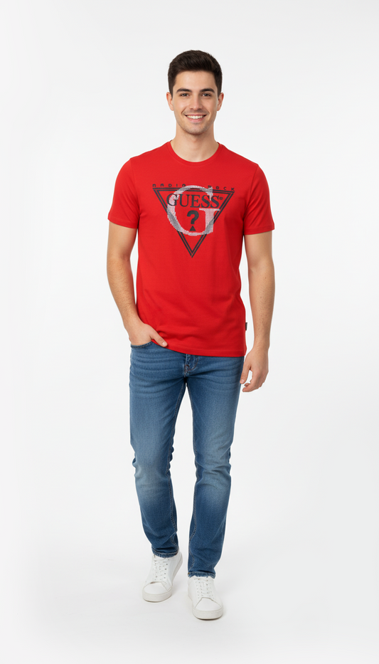 GUESS MENS  LOGO PRINTED T-SHIRT