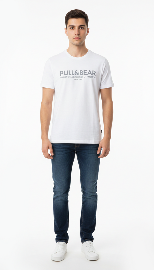 PULL&BEAR MENS REGULAR  FIT BASIC T SHIRT