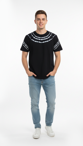 BS MEN'S PRINTED JET BLACK T SHIRT